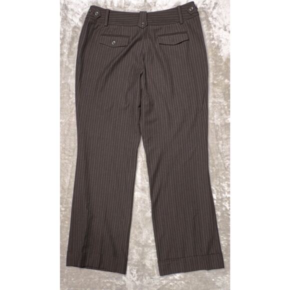 Ann Taylor Lindsay Curvy Fit Brown Mocha Pinstripe Dress Pants Womens 10 Y2K - Picture 2 of 13